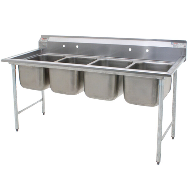 A stainless steel Eagle Group 4 compartment commercial sink.