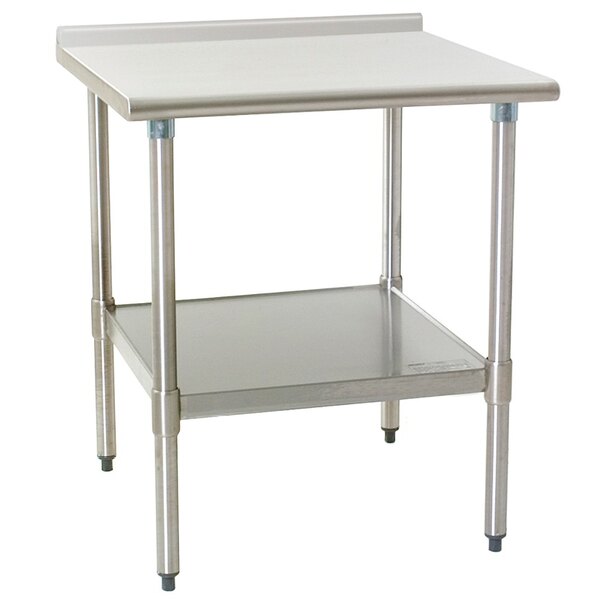A stainless steel Eagle Group work table with an undershelf.