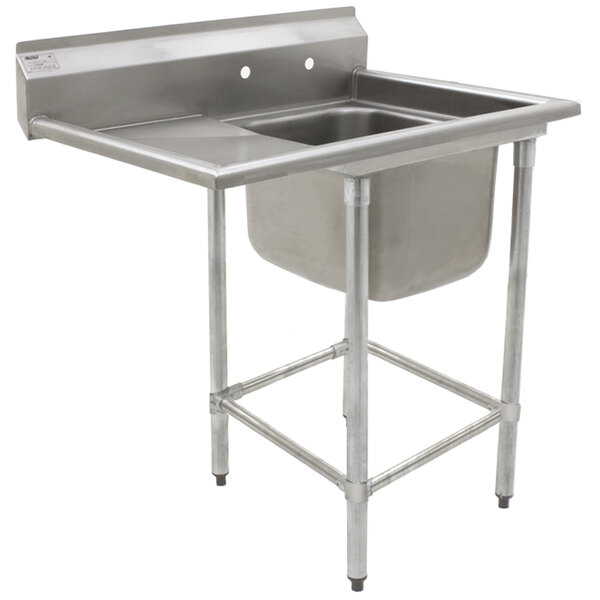 A stainless steel Eagle Group commercial compartment sink with a left drainboard.
