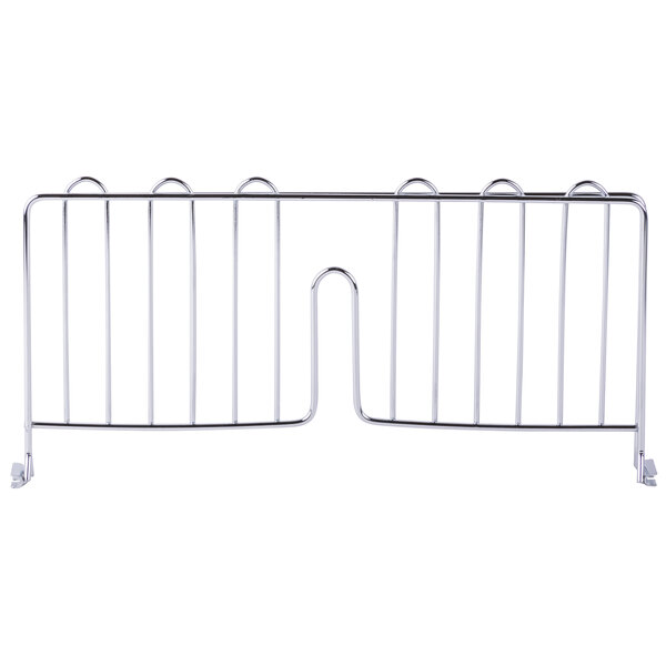 A Metro chrome wire shelf divider with two bars.