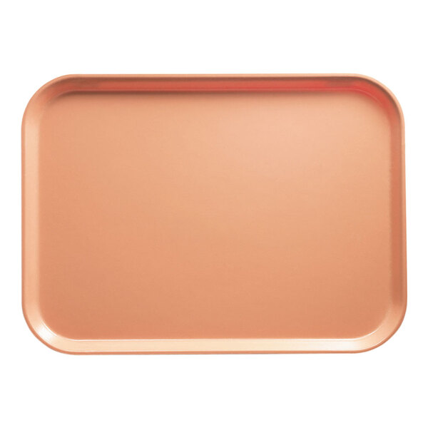 A rectangular dark peach Cambro tray with a pink surface.
