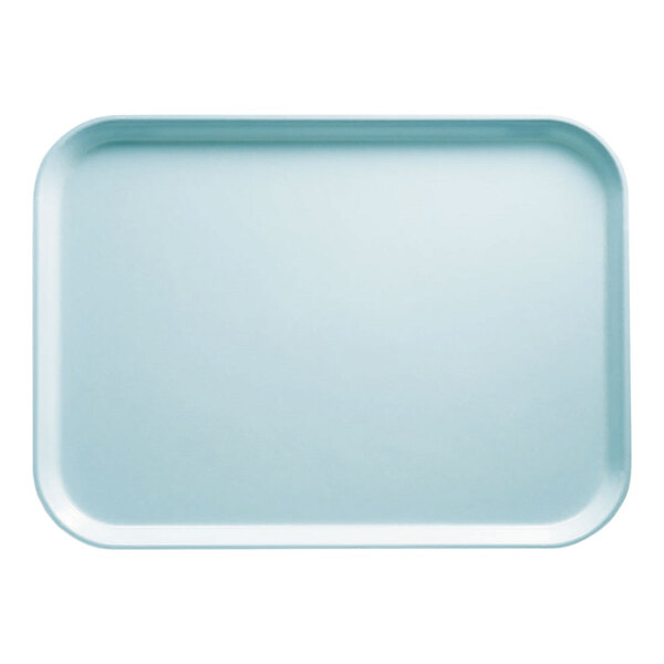 A light blue rectangular Cambro tray with a white border.