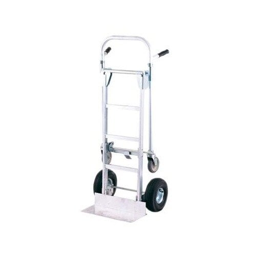 A Harper hand truck with pneumatic wheels and a dual pin handle.