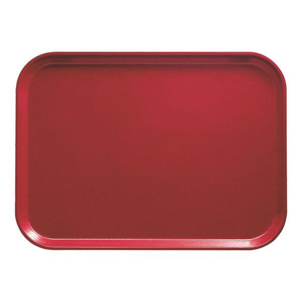 A red rectangular tray with a white background.