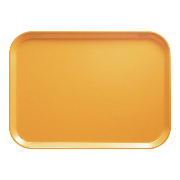 A yellow rectangular Cambro tray with a white background.