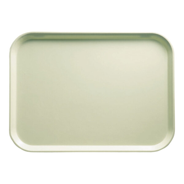 A white rectangular Cambro fiberglass tray with a white border.