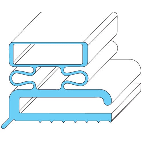 A blue line drawing of a refrigerator gasket.
