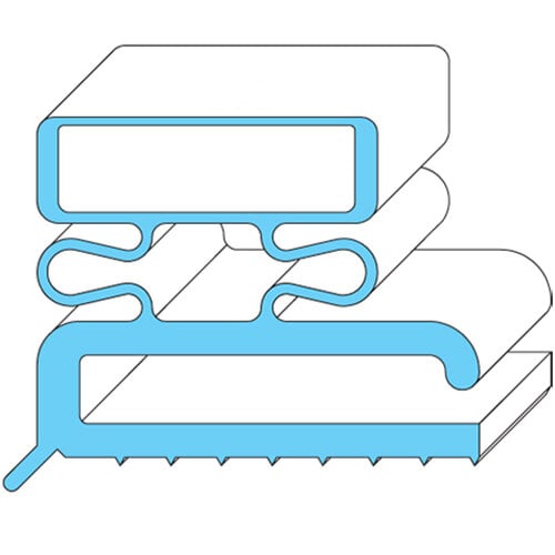 A diagram of a blue and white rectangular door gasket.