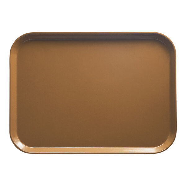 A brown rectangular Cambro tray with a white border.