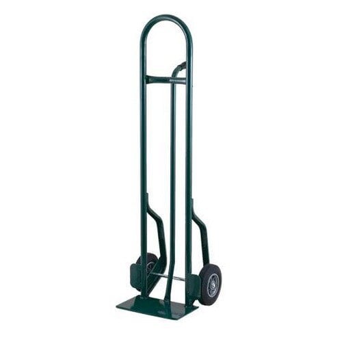 A green Harper hand truck with wheels.