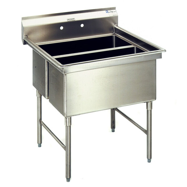 A stainless steel Eagle Group 2 compartment sink with a left drainboard.