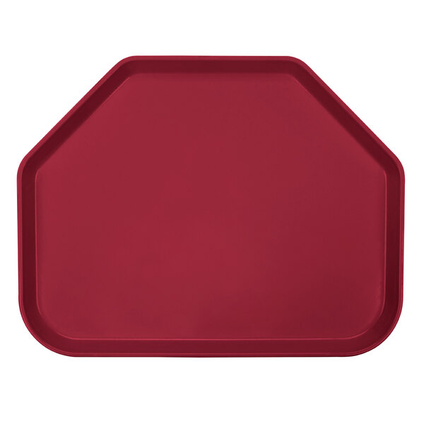 A red trapezoid shaped tray with the Cambro logo.