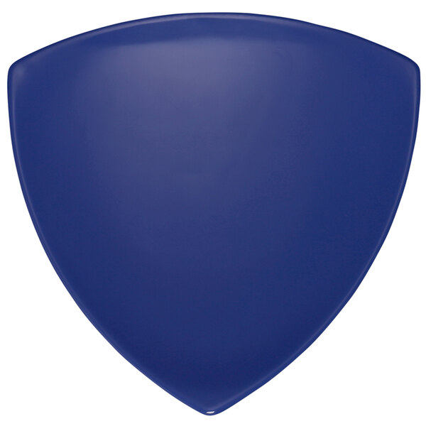 A blue triangle shaped Elite Global Solutions melamine plate.