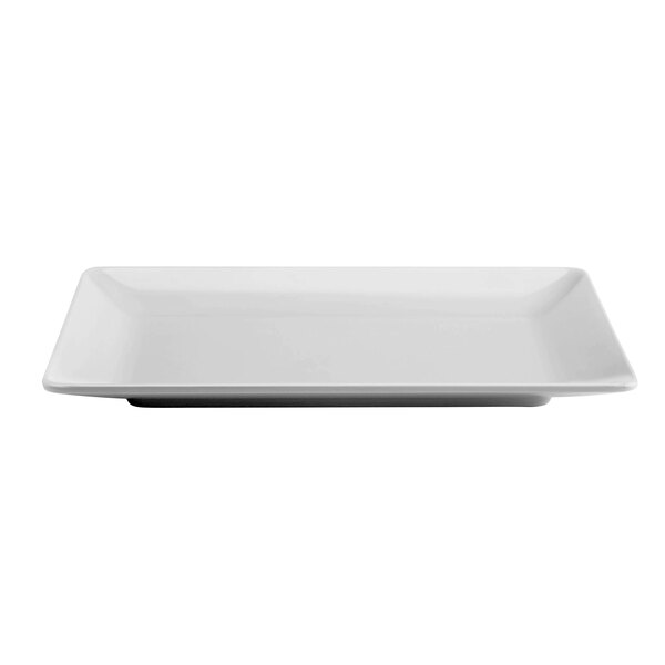 A white rectangular melamine platter.
