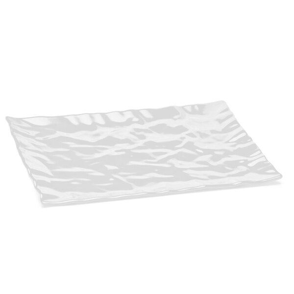 A white rectangular melamine tray with a crinkled design.