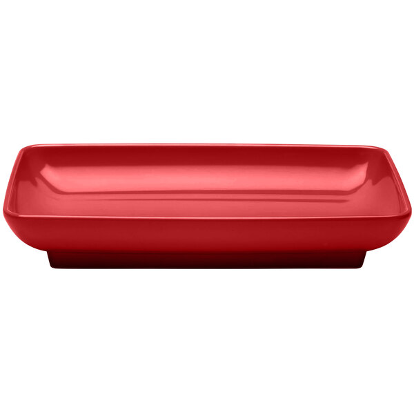 A red rectangular Elite Global Solutions melamine platter.