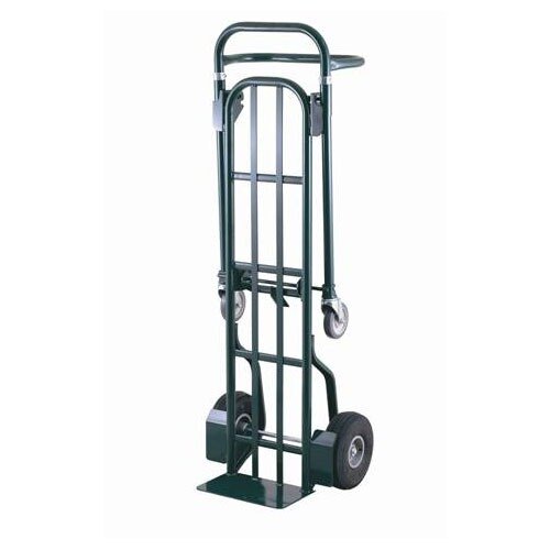 A green Harper hand truck with wheels and handles.