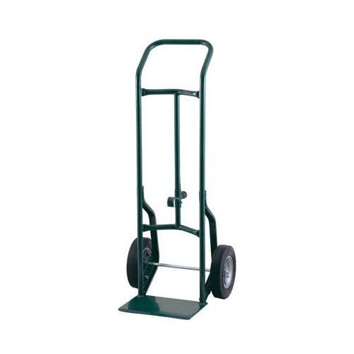 A green Harper steel hand truck with solid rubber wheels.
