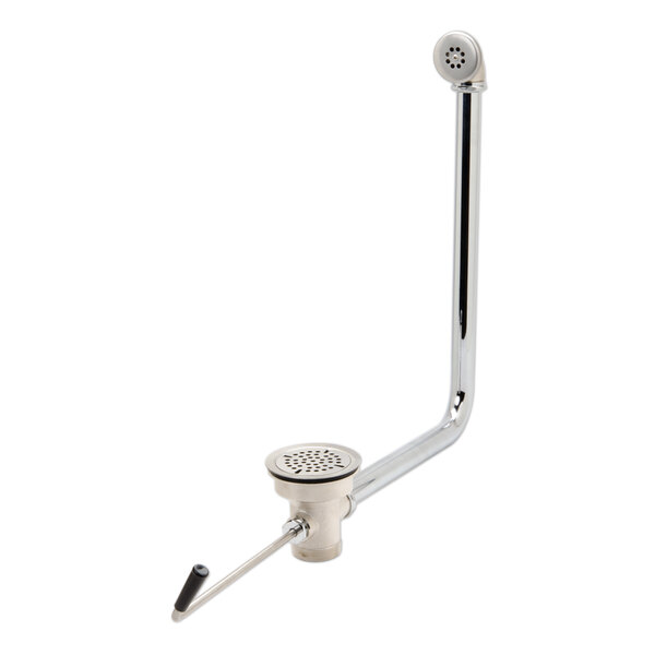 A silver twist handle waste valve with overflow.
