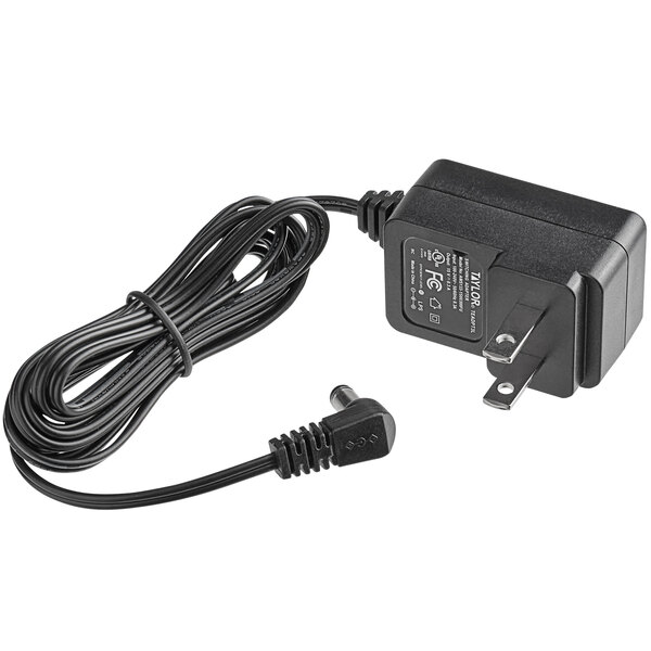 A black electrical adapter with a black rectangle on it.