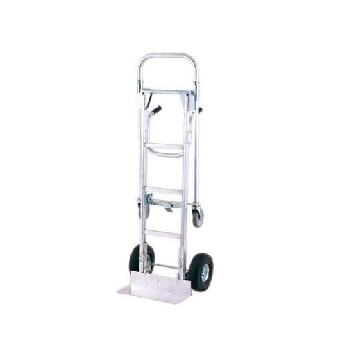 A silver Harper Mega Truck Senior hand truck with pneumatic wheels and a metal handle.