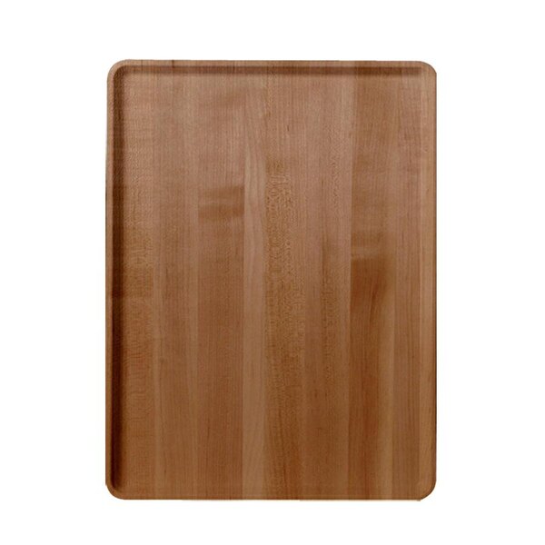 A Cambro Java Teak faux-wood dietary tray with a wood surface.
