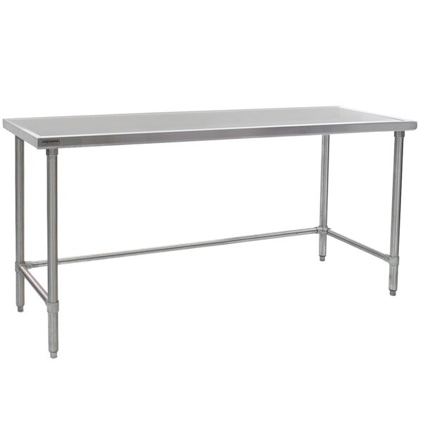 A Eagle Group stainless steel open base work table.