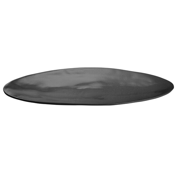 A black Tablecraft cast aluminum oblong platter.