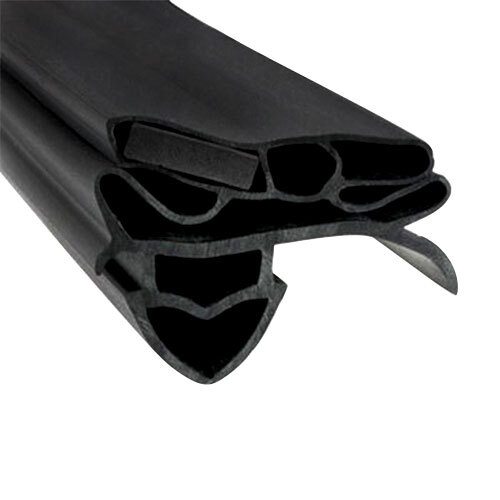 A close-up of a black rubber True magnetic door gasket.