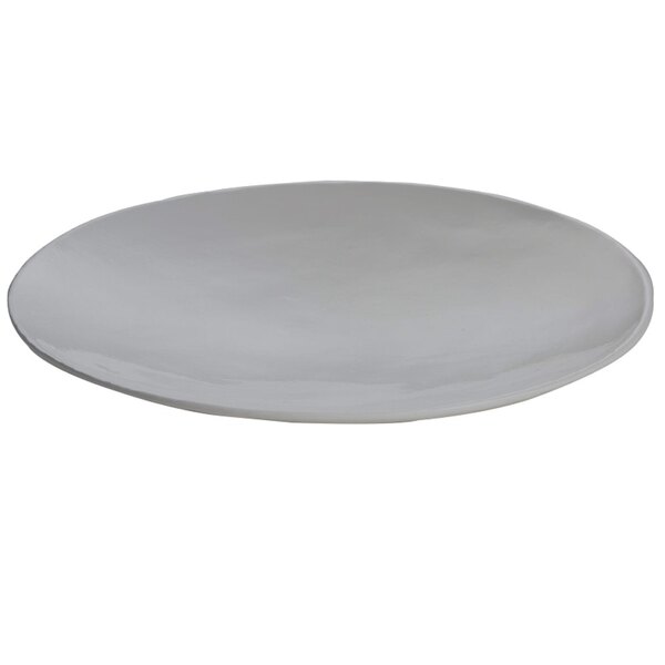A natural cast aluminum round flared platter on a white background.