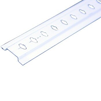 A white plastic strip with holes on it.