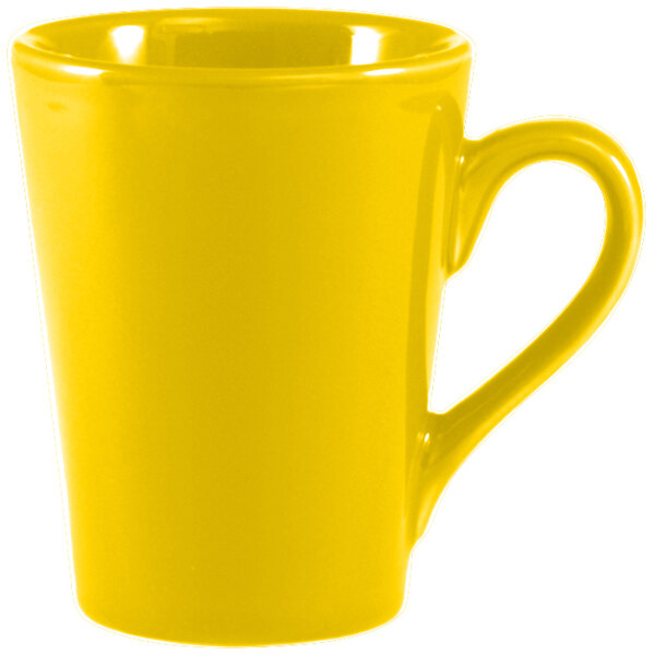 A yellow CAC Venice Victory mug with a handle.