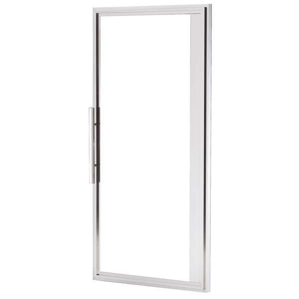 A white rectangular frame with a True glass door inside.