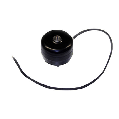 A black round True Evaporator Fan Motor with a cord attached.