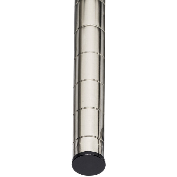 A silver cylindrical object with a black top.