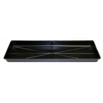 A black rectangular True Plastic Condensate Drain Pan with a rectangular design.
