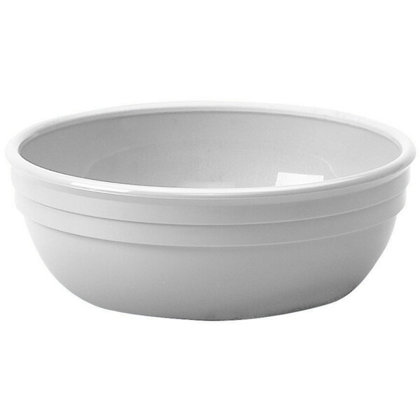 A white Cambro polycarbonate nappie bowl.