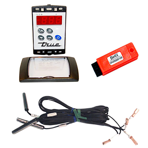 A True temperature control kit with a black and white panel and a red and black device.