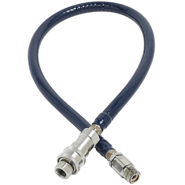 A T&S Safe-T-Link water appliance hose with metal connectors on the ends.