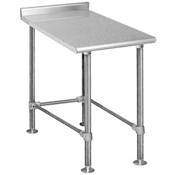 An Eagle Group stainless steel equipment filler table with metal legs.