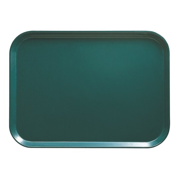 A teal rectangular tray with a white border.