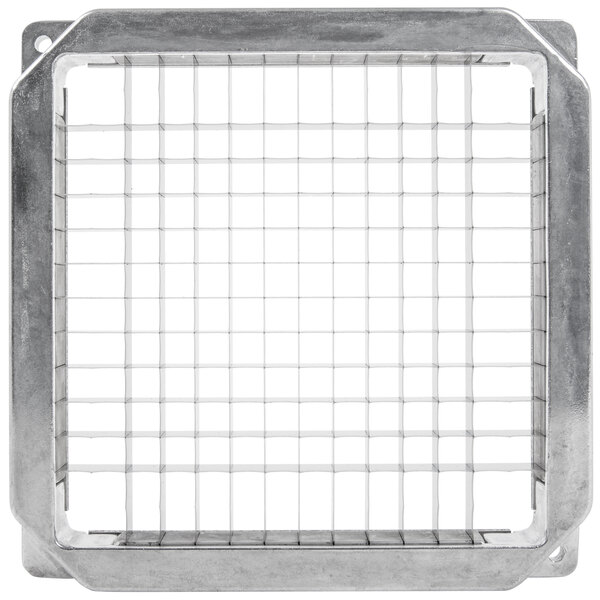 A Nemco blade and holder assembly with a metal grid with holes.