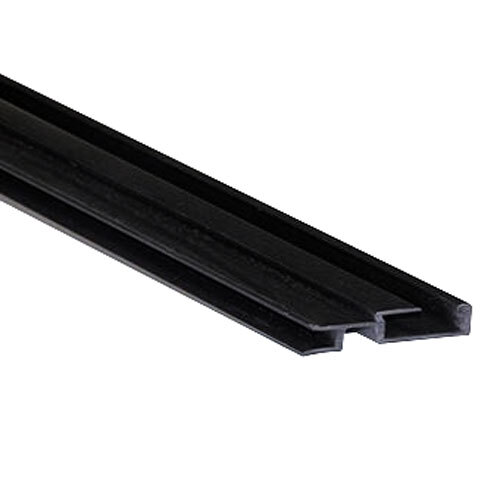 A black plastic strip with two long black metal strips.