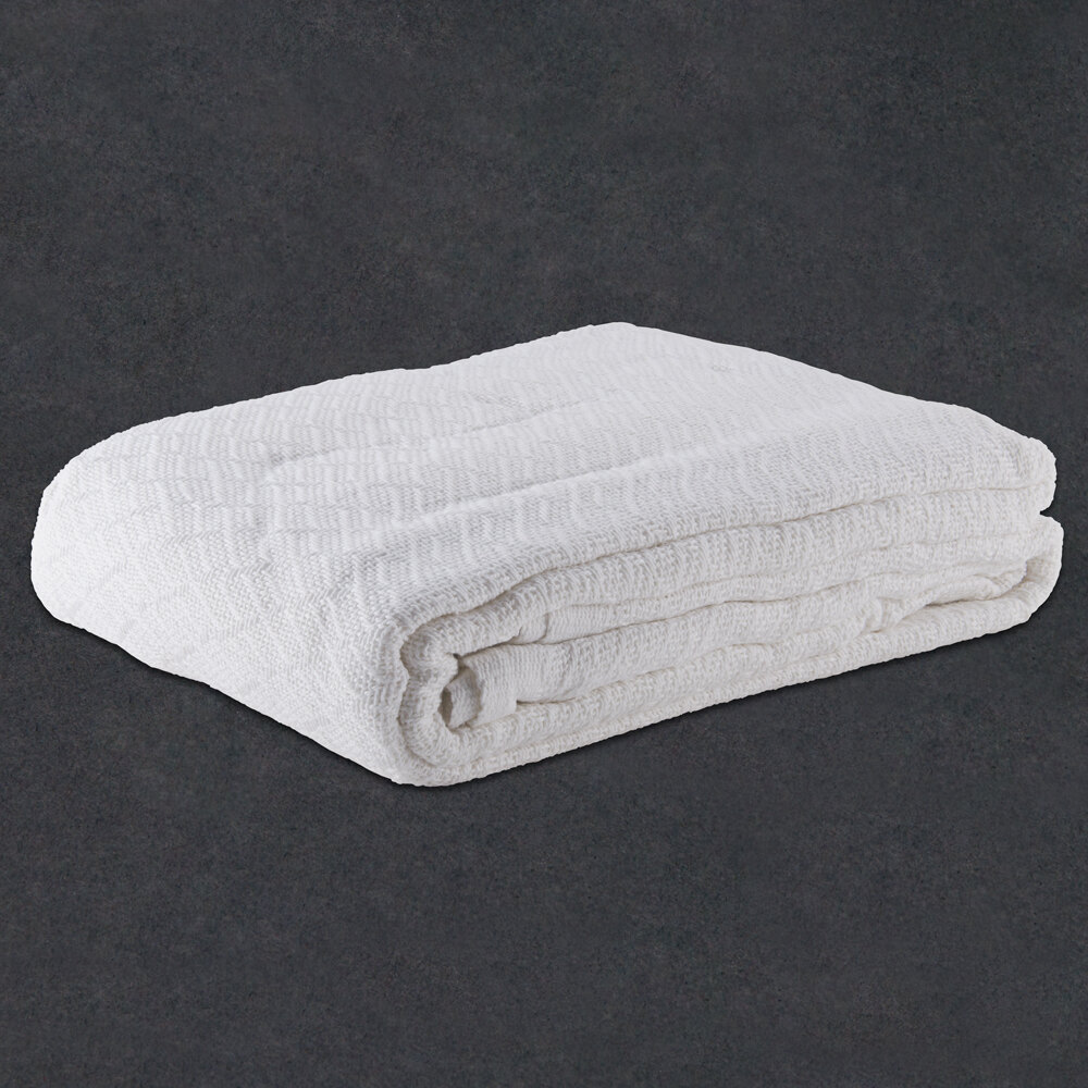 Each 100 Cotton Hotel Blanket Thermal Herringbone White Twin 66" x 90"