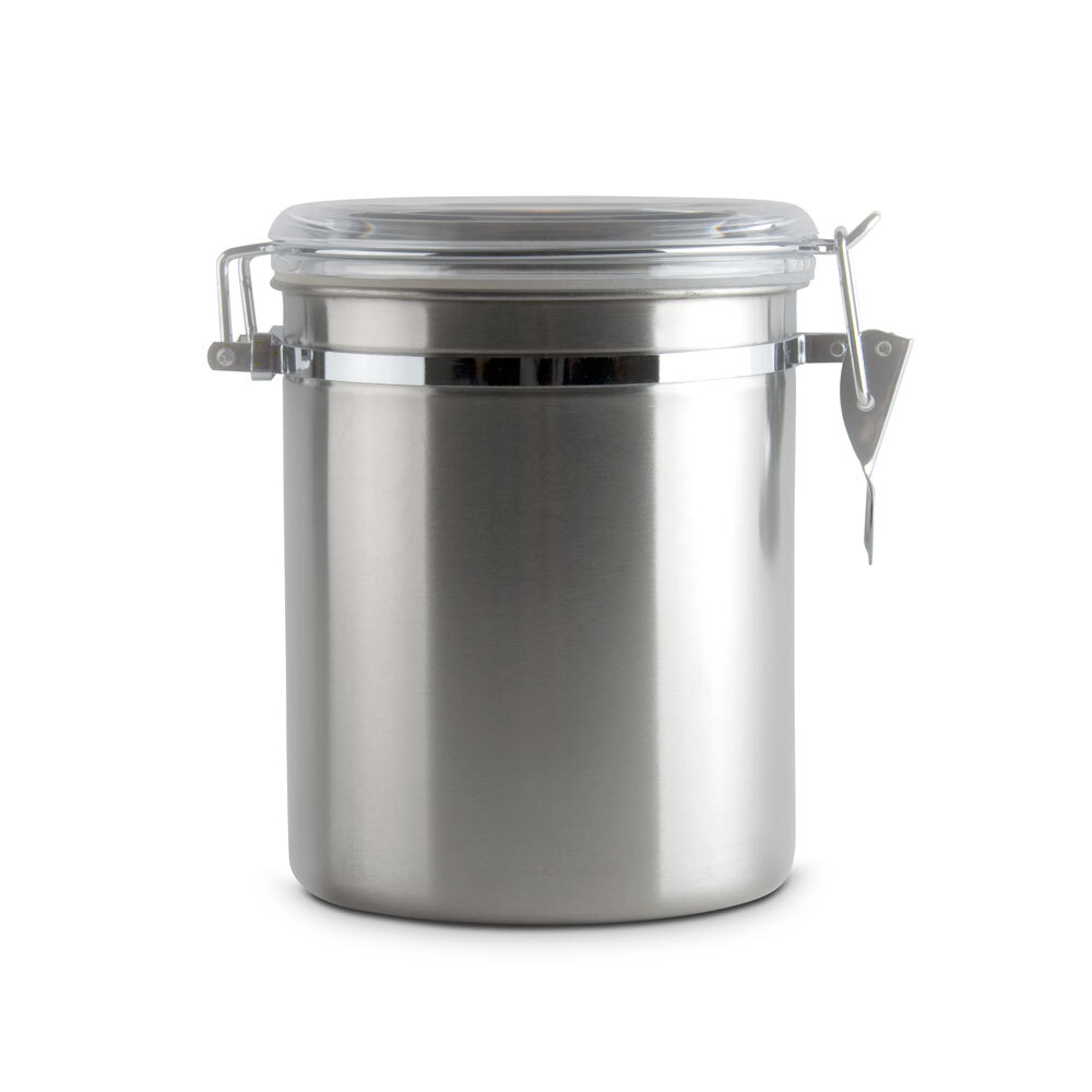 1.56 Qt. Stainless Steel Ingredient Storage Canister with Clear Plastic Lid