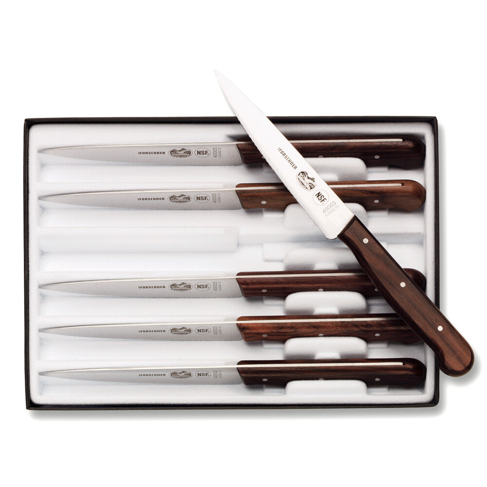Victorinox Forschner 46003 Rosewood 4 3/4" Serrated Steak Knife Set 6