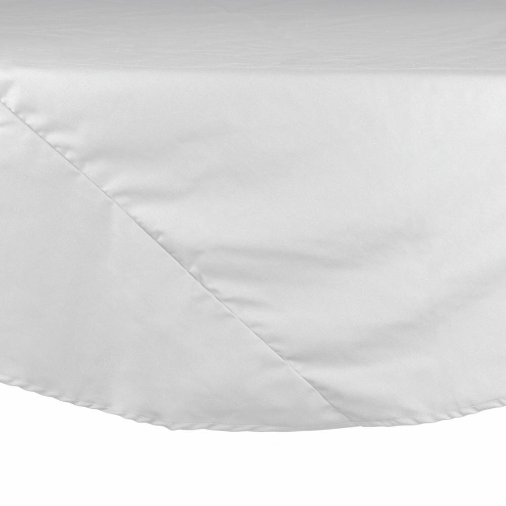120" White Round Hemmed Poly Cotton Tablecloth