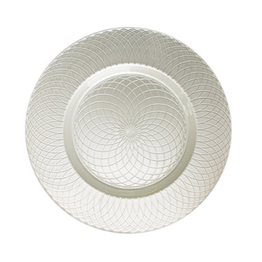The Jay Companies 13" Round Pearl Spiral Silver Glass Charger Plate