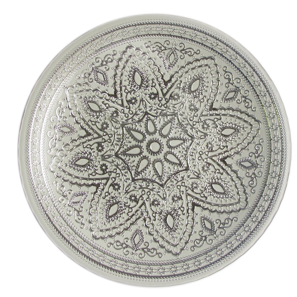 The Jay Companies 13" Round Divine Silver Glass Charger Plate