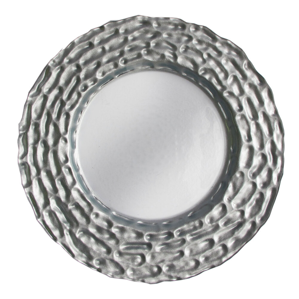 The Jay Companies 13" Round Roma Silver Glass Charger Plate